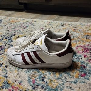 Maroon Adidas superstars